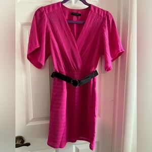 Nanette Lepore Hot pink belted dress